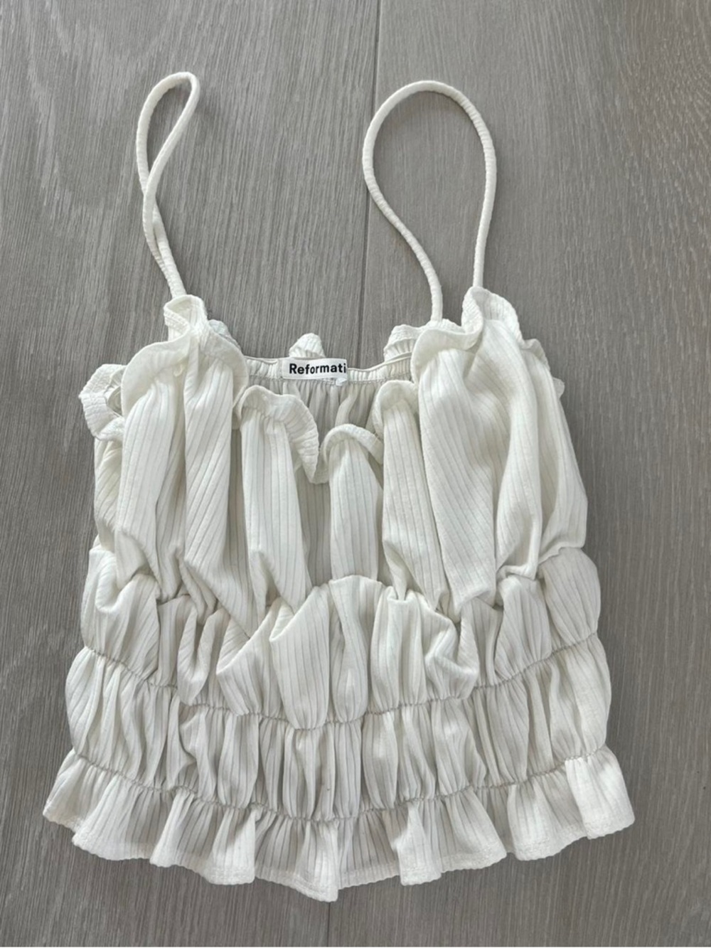 Reformation Lightweight White Ruched Stretchy Tank Top | Small